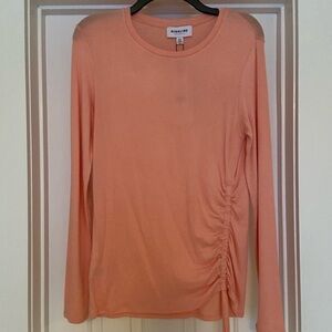Highline Brand New Light Peach Sweater w/ Ruching Side Tie Size Medium